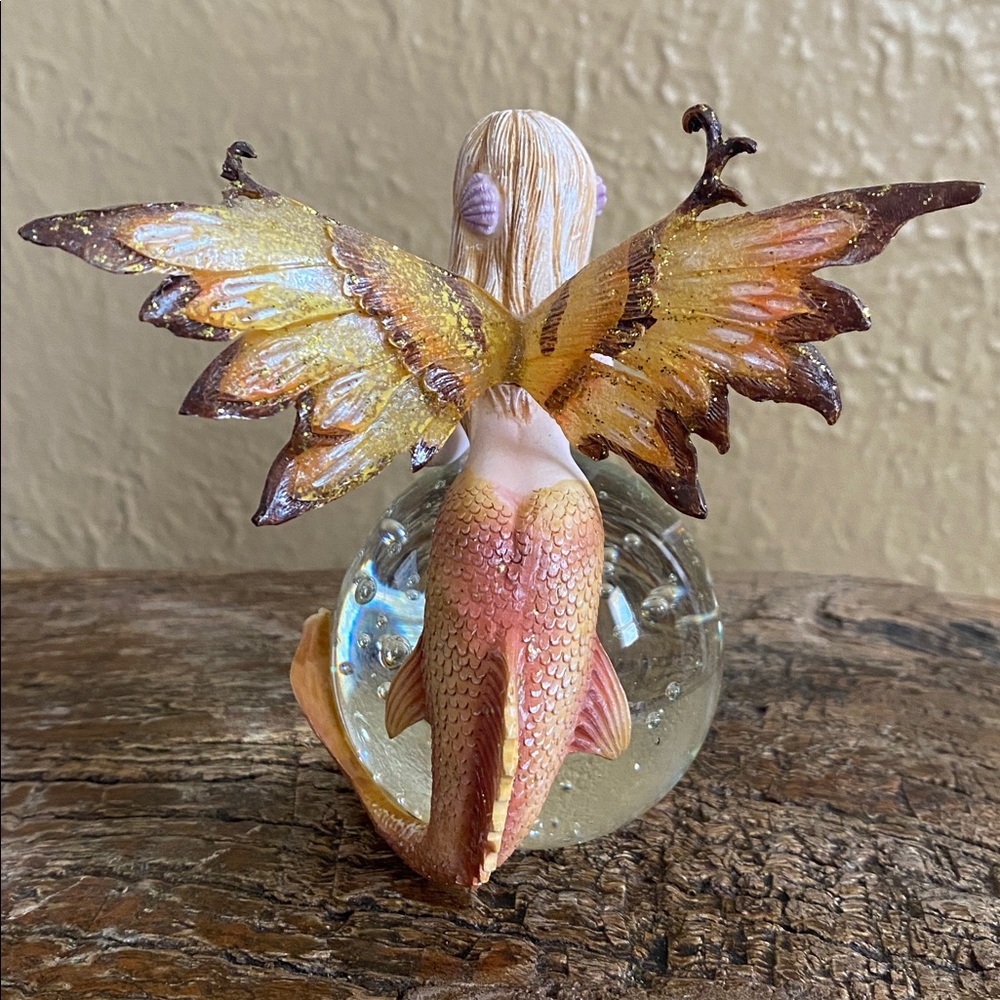 🧜‍♀️Rare Vintage🧜‍♀️Mermaid Fairy On Glass Ball - Picture 5 of 15